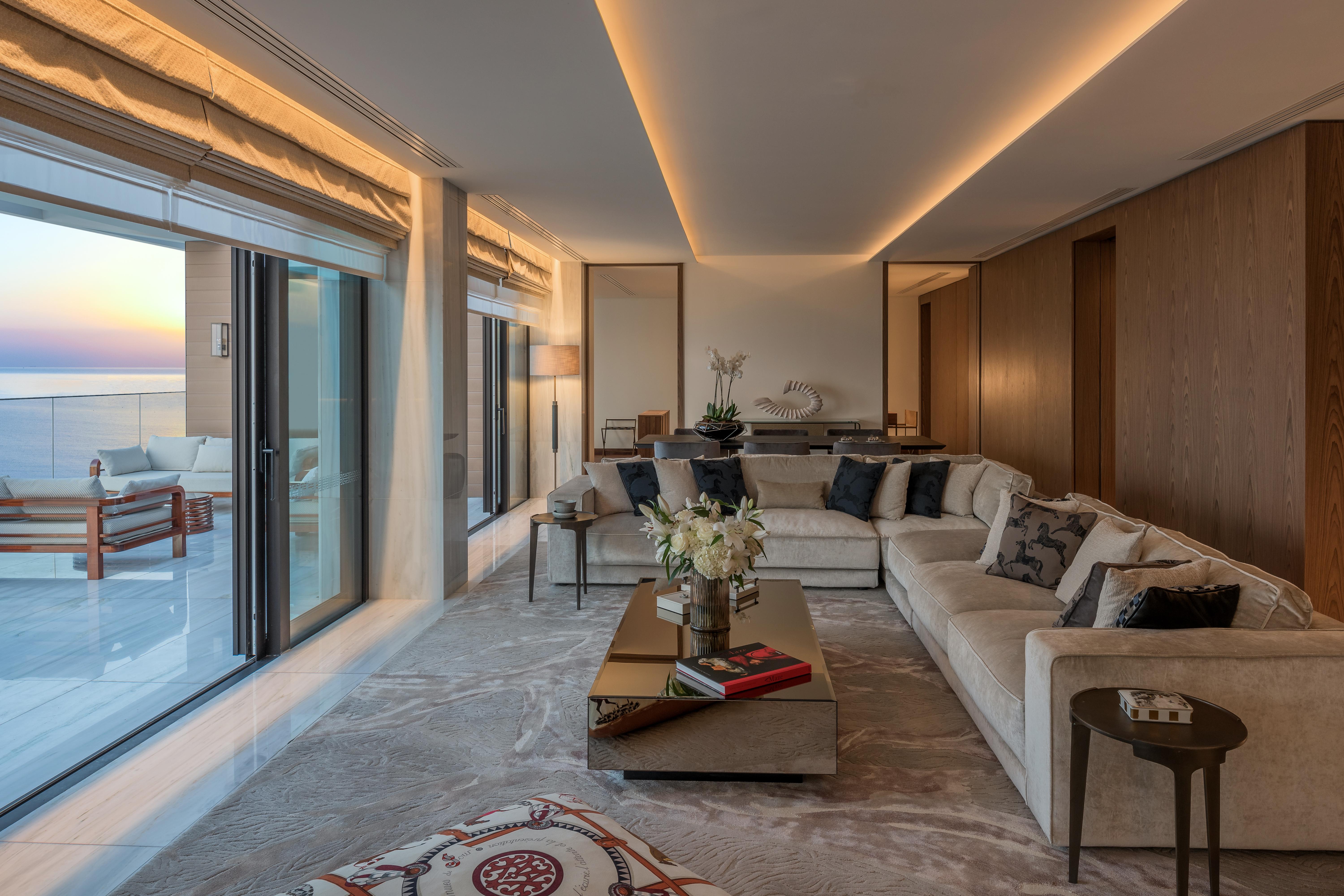 Amara - Sea Your Only View™ ليماسول المظهر الخارجي الصورة The living room of a three-bedroom apartment at the Ritz-Carlton, DIFC